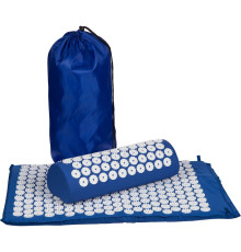 Массажный акупунктурный коврик с валиком Iglu, синий с белым