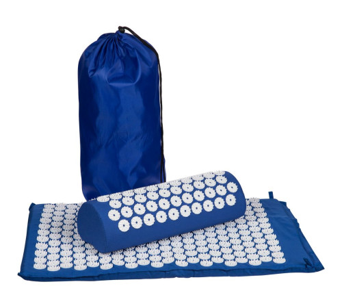 Массажный акупунктурный коврик с валиком Iglu, синий с белым