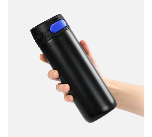 Термостакан X1 с цветной кнопкой, черный с синим