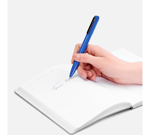 Ручка шариковая Lucenti с подсветкой логотипа, синяя