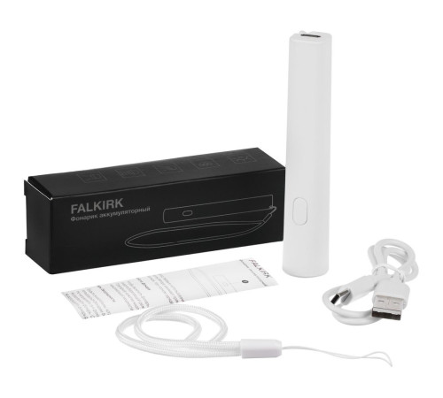 Фонарик аккумуляторный Falkirk, белый