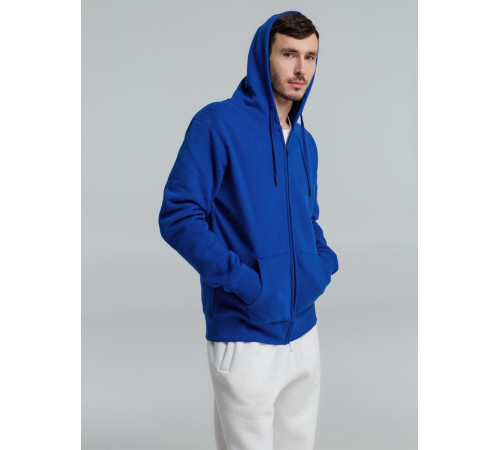 Толстовка на молнии с капюшоном унисекс King, ярко-синяя