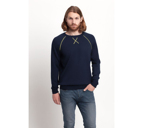 Джемпер Stitch с контрастной отделкой, синий с зеленым