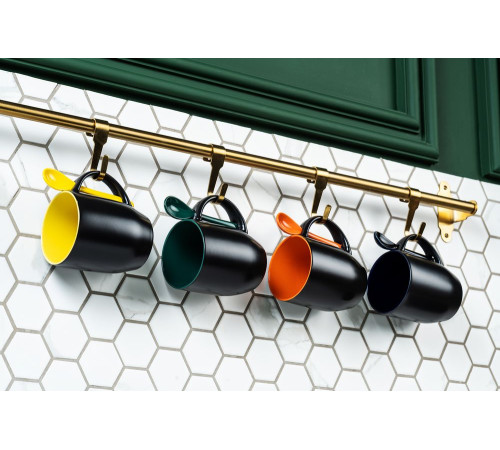 Кружка-хамелеон Melty с ложкой, черная с оранжевым