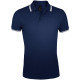 Рубашка поло мужская Pasadena Men 200 с контрастной отделкой, темно-синяя с белым