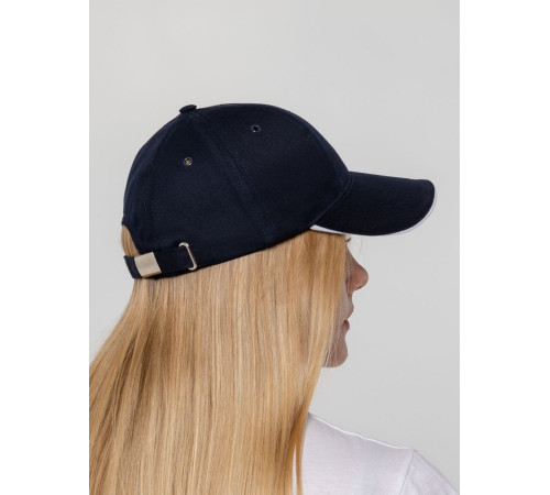 Бейсболка Canopy, темно-синяя с белым кантом