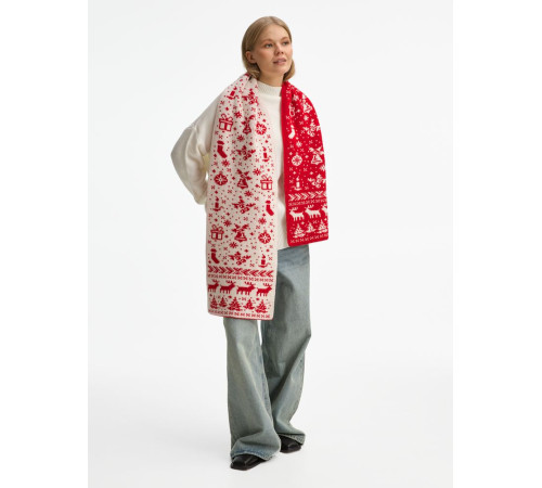 Шарф Holidale, красный с молочным