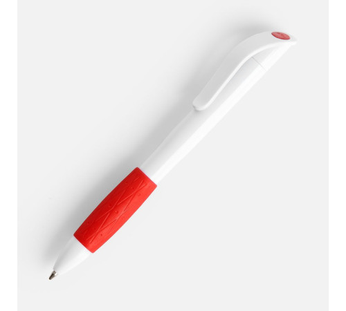 Ручка шариковая Grip, белая с красным