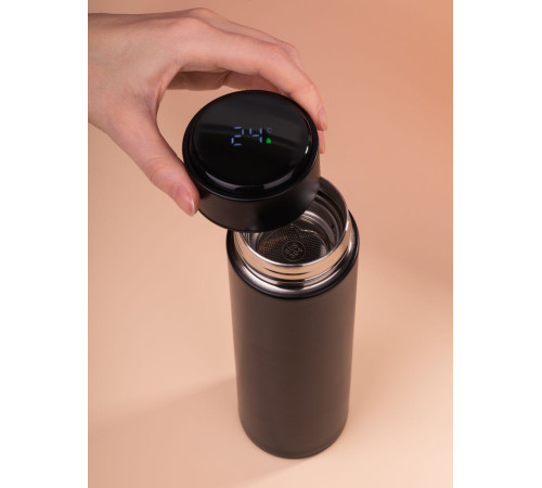 Смарт-бутылка с заменяемой батарейкой Long Therm, черная