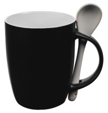 Кружка с ложкой Cheer Up, ver.2, черная