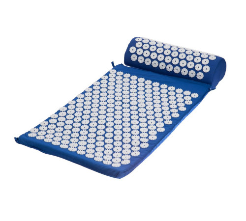 Массажный акупунктурный коврик с валиком Iglu, синий с белым