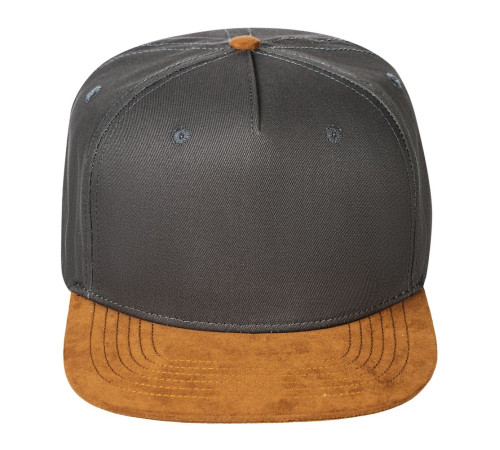 Бейсболка Foreside с прямым козырьком, серая с коричневым