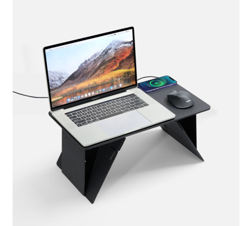 Складной стол для ноутбука с беспроводной зарядкой Kickstand Table, серый