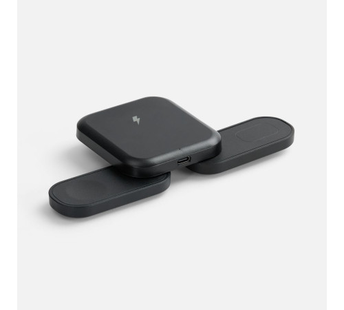 Складная станция беспроводной зарядки Trilogic, черная