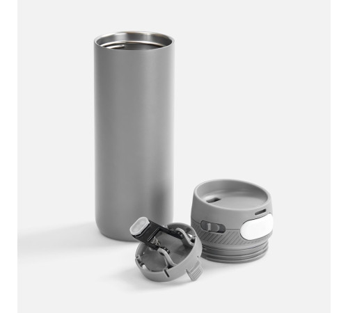 Термостакан X1 с цветной кнопкой, серый с белым