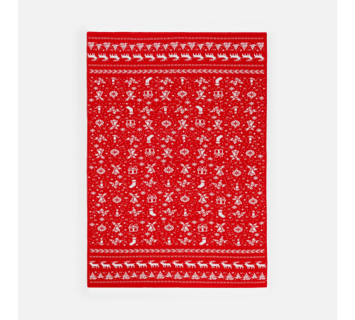 Плед Holidale, красный с молочным