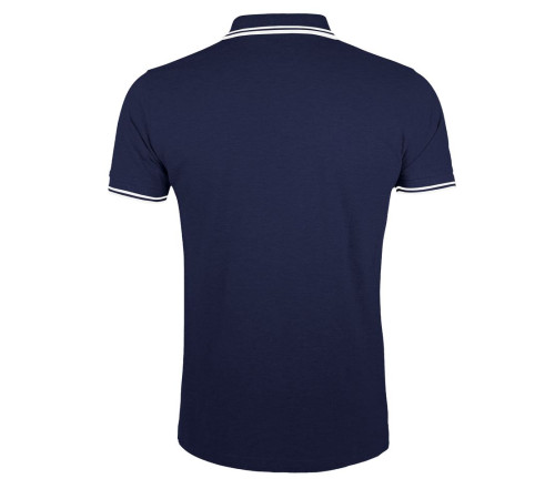 Рубашка поло мужская Pasadena Men 200 с контрастной отделкой, темно-синяя с белым