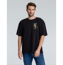 Футболка оверсайз «Мужчина с жемчужной сережкой», черная