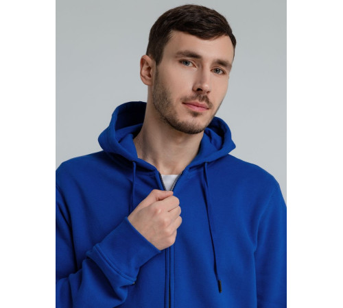 Толстовка на молнии с капюшоном унисекс King, ярко-синяя