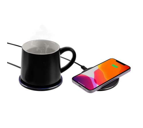Кружка с подогревом и беспроводной зарядкой Dual Base ver. 2.0 Matt, черная