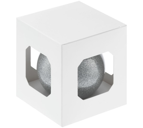 Елочный шар Finery Shine, 8 см, глянцевый серебристый с глиттером