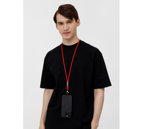 Шнурок для бейджа Tube Metal, красный