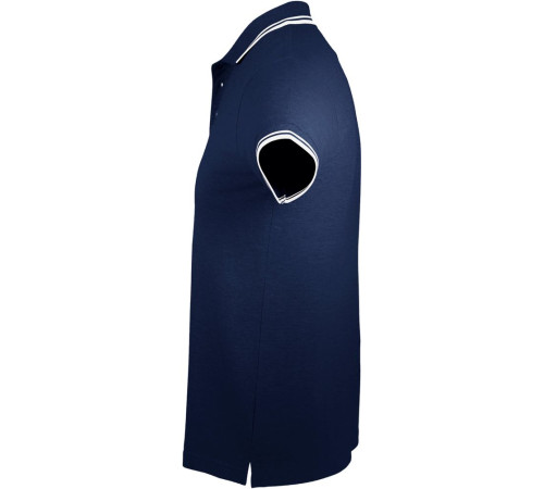 Рубашка поло мужская Pasadena Men 200 с контрастной отделкой, темно-синяя с белым