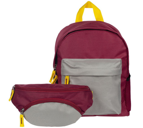 Поясная сумка детская Kiddo, бордовая с серым