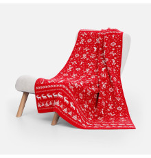 Плед Holidale, красный с молочным