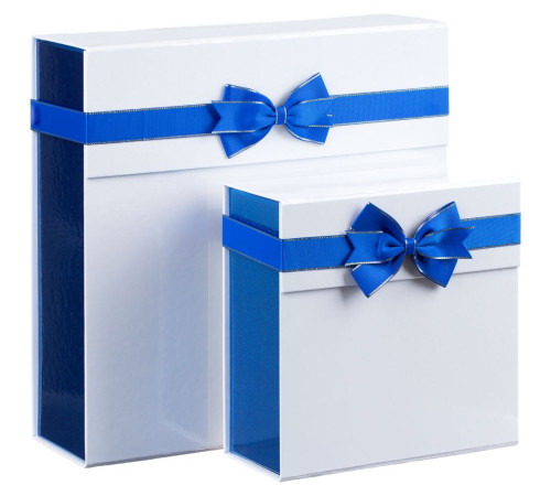 Коробка складная Gallant, L, белая с синим