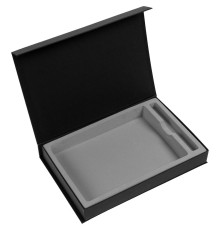 Коробка Silk с ложементом под ежедневник 15х21 см и ручку, ver.2, черная