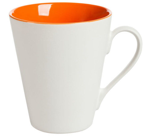 Кружка New Bell матовая, белая с оранжевым