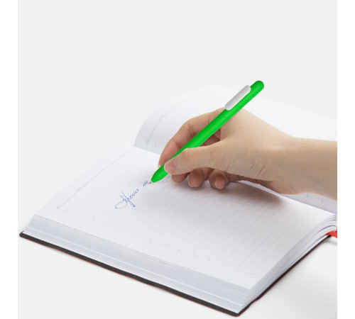 Ручка шариковая Swiper Soft Touch, зеленая с белым