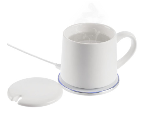 Кружка с подогревом и беспроводной зарядкой Dual Base ver. 2.0 Matt, белая