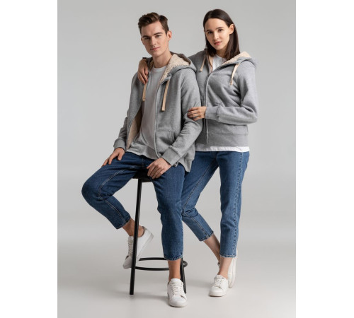 Толстовка унисекс на молнии Sherpa 280, серый меланж