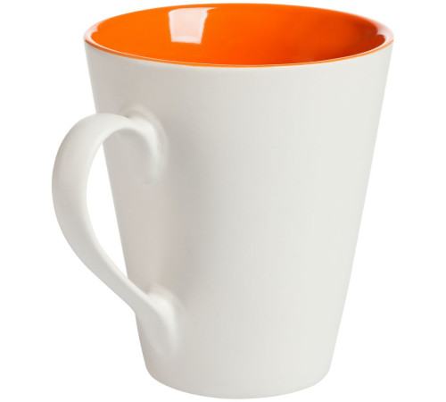 Кружка New Bell матовая, белая с оранжевым