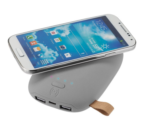 Аккумулятор с беспроводной зарядкой Pebble Wireless 9000 мАч, серый