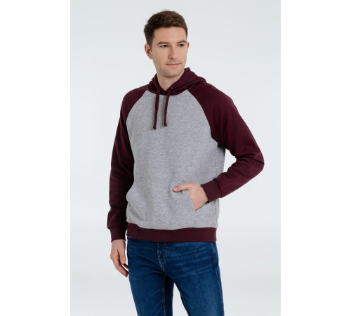 Толстовка унисекс Seattle, серый меланж с бордовым