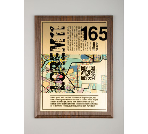Плакетка Plaque XL, венге с золотистой пластиной