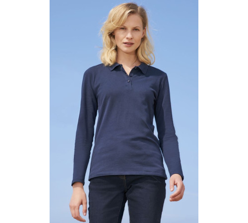 Рубашка поло женская с длинным рукавом Perfect LSL Women, темно-синяя