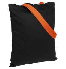 Холщовая сумка BrighTone, черная с оранжевыми ручками