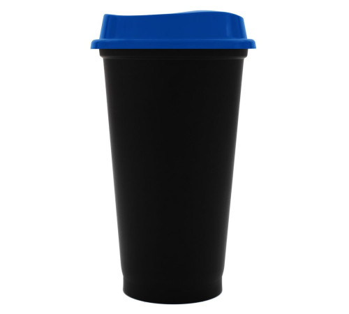 Стакан с крышкой Color Cap Black, черный с синим