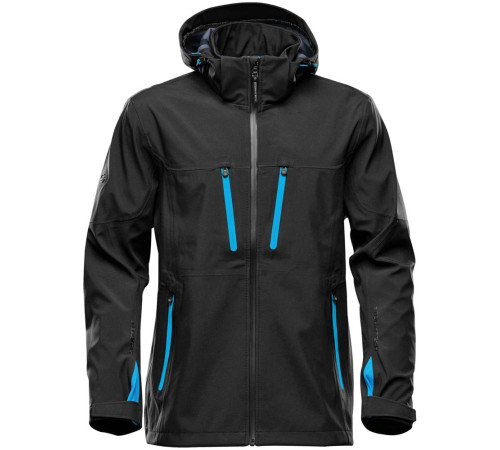 Куртка софтшелл мужская Patrol, черная с синим