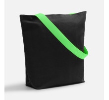 Шопер B5, черный с широкими зелеными ручками