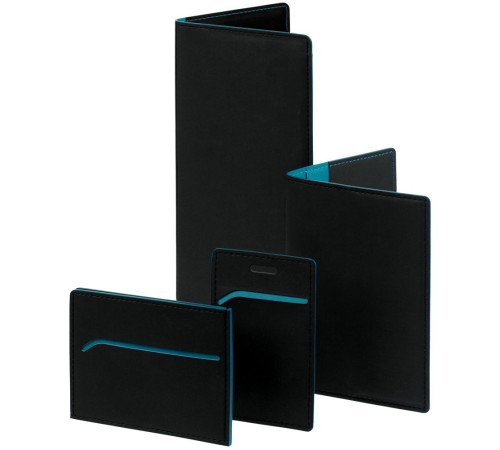 Обложка для паспорта Multimo, черная с бирюзовым