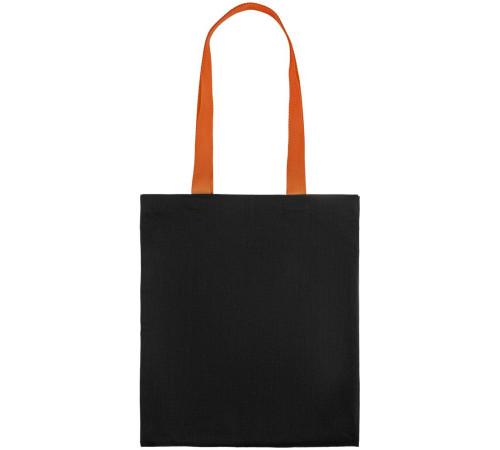 Холщовая сумка BrighTone, черная с оранжевыми ручками