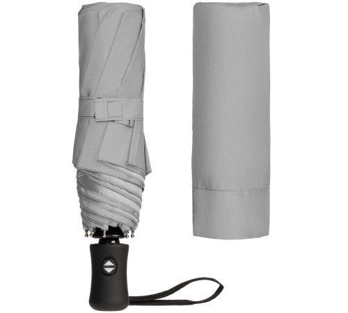 Зонт складной Manifest со светоотражающим куполом, серый