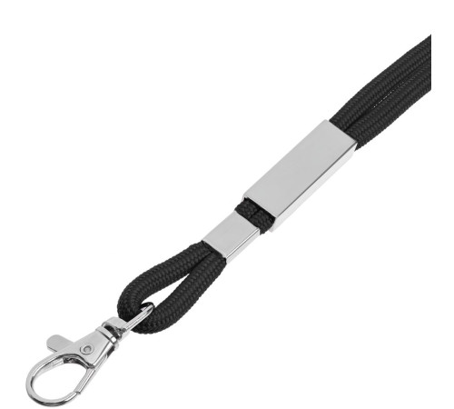 Шнурок для бейджа Tube Metal, черный