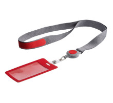 Чехол для пропуска с лентой и ретрактором Devon, красный