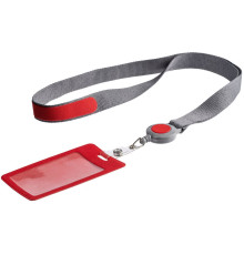 Чехол для пропуска с лентой и ретрактором Devon, красный